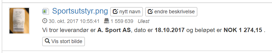 Skjermbilde fra Fiken som viser automatisk valg av inntekskonto