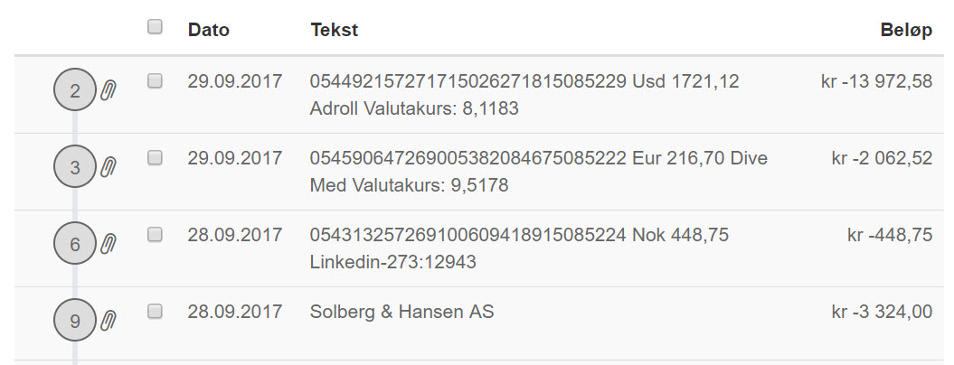 Skjermbilde fra Fiken som viser automatisk valg av inntekskonto