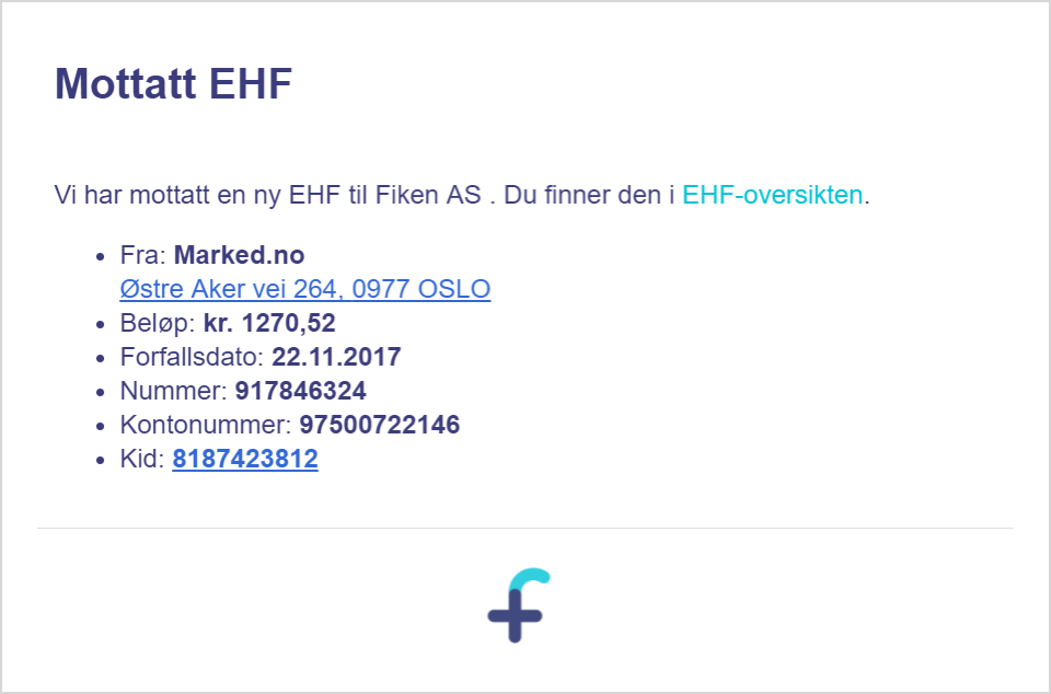Sende EHF fra Fiken