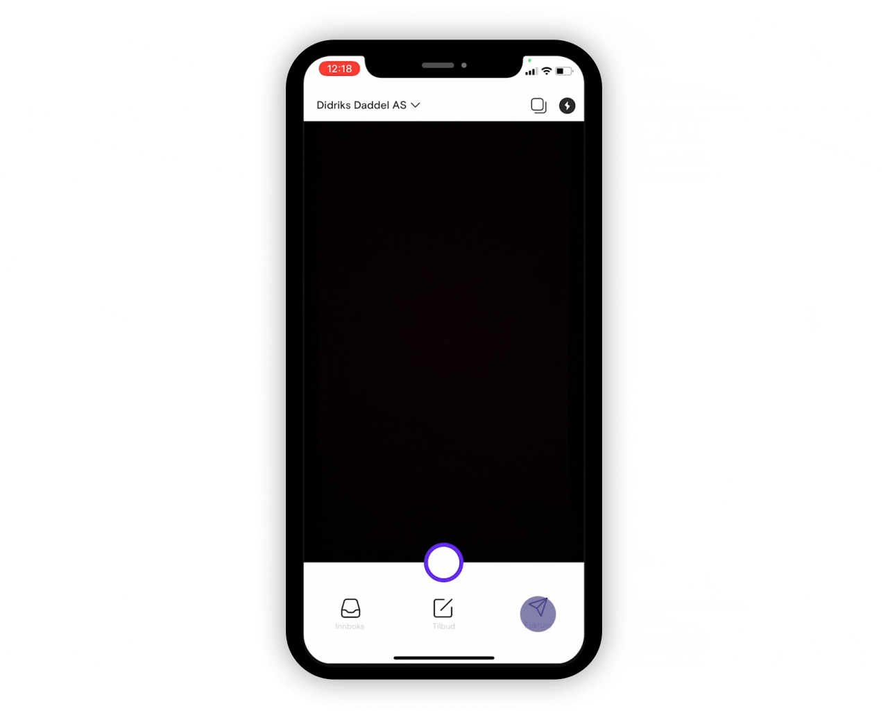 GIF som viser hvordan du oppretter og sender ut faktura fra appen.